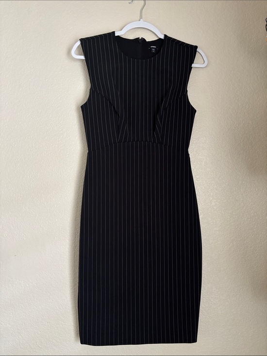 Express Dresses & Skirts - Express Black Pinstripe Midi Sheath Dress